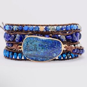 Blue Beaded Wrap Bracelet